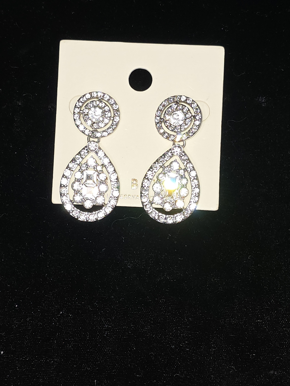 Lane Bryant Gold-Tone Clear Crystal Teardrop Dangle Earrings
